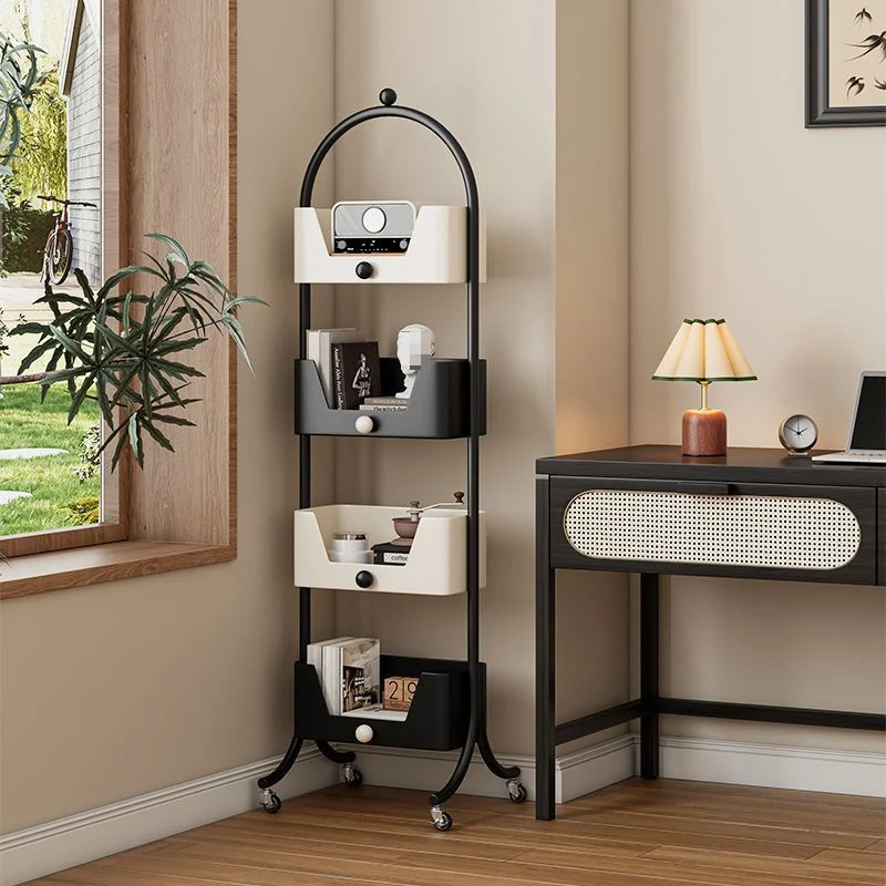 Modern Minimalist Iron & Marble Rectangular Bookshelf 4-Tier Storage Rack For Living Room & Home Office