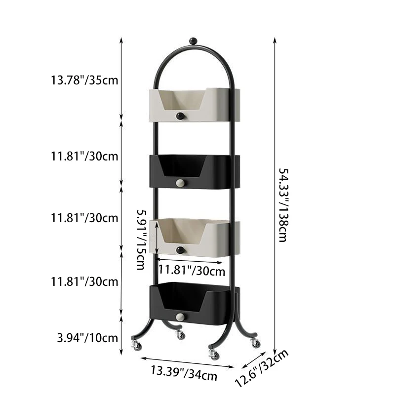 Modern Minimalist Iron & Marble Rectangular Bookshelf 4-Tier Storage Rack For Living Room & Home Office