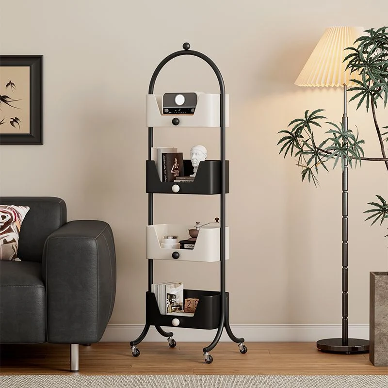 Modern Minimalist Iron & Marble Rectangular Bookshelf 4-Tier Storage Rack For Living Room & Home Office