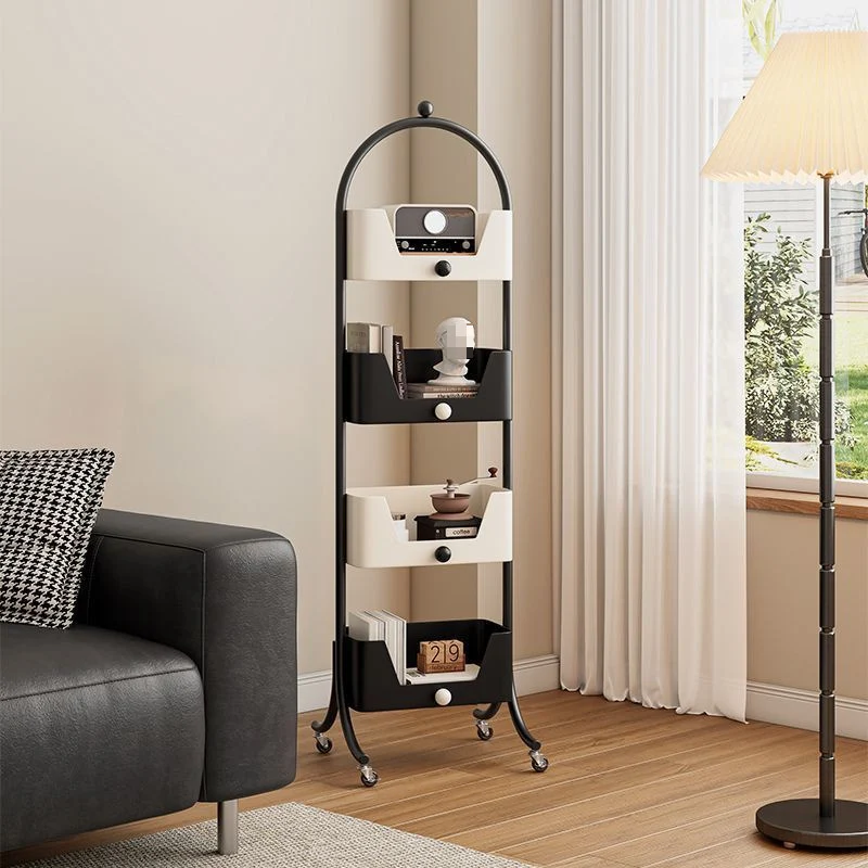 Modern Minimalist Iron & Marble Rectangular Bookshelf 4-Tier Storage Rack For Living Room & Home Office
