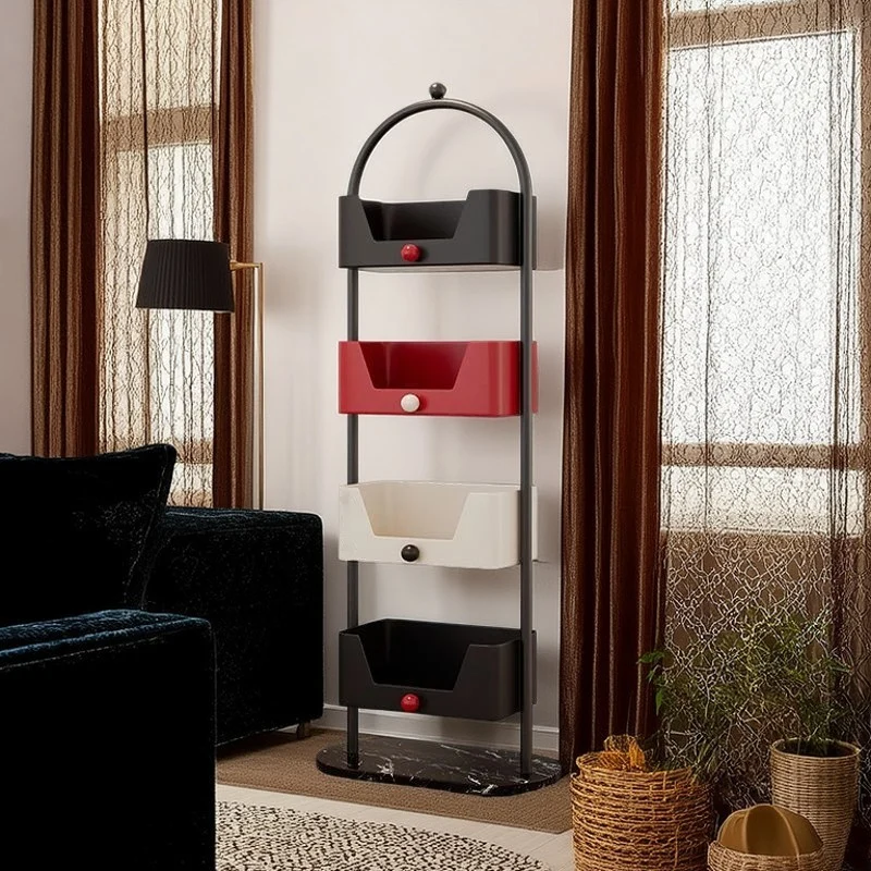 Modern Minimalist Iron & Marble Rectangular Bookshelf 4-Tier Storage Rack For Living Room & Home Office