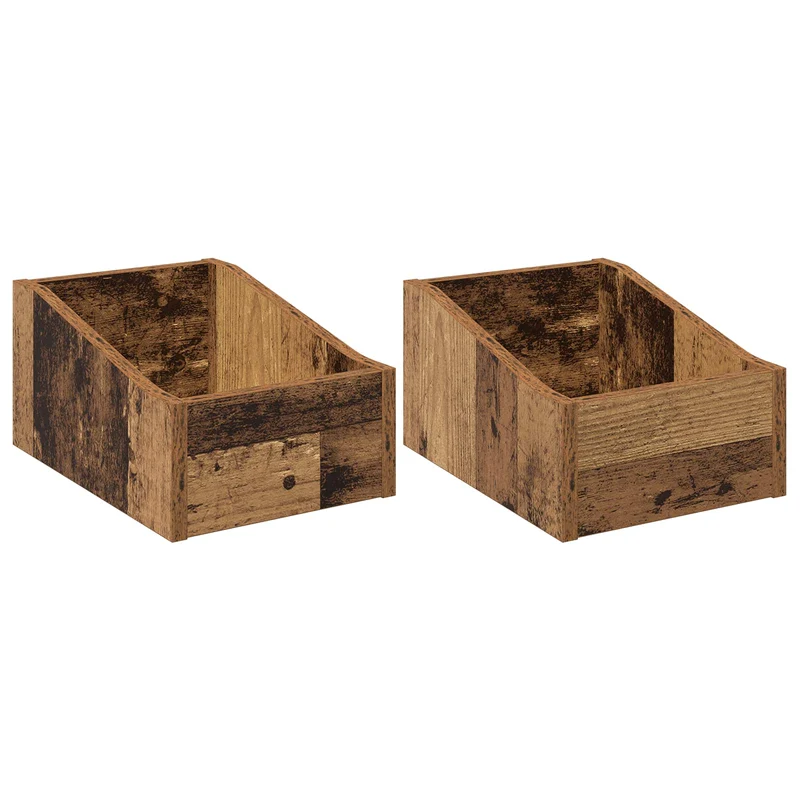 Caixa de Discos LP 2 unid. Madeira antiga 23 x 33 x 16 cm