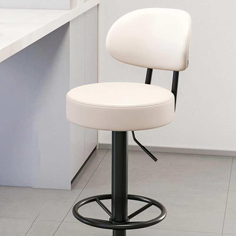 Modern Minimalist Round Curved Napa Leather Metal Desk Chair Backrest Armless For Home Office