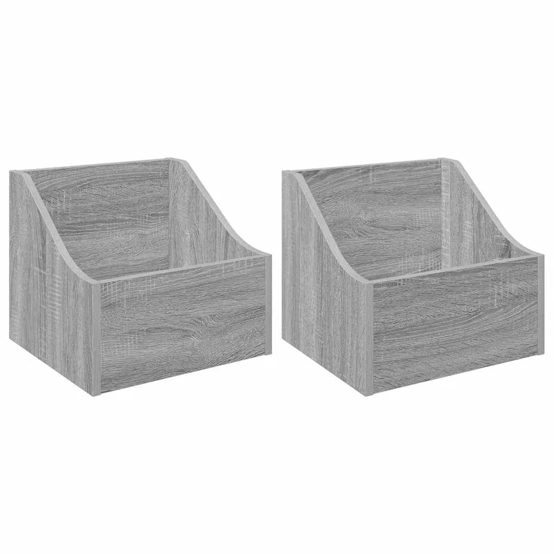 Caixa de Discos LP 2 unid. Sonoma cinzento 37 x 33 x 32 cm