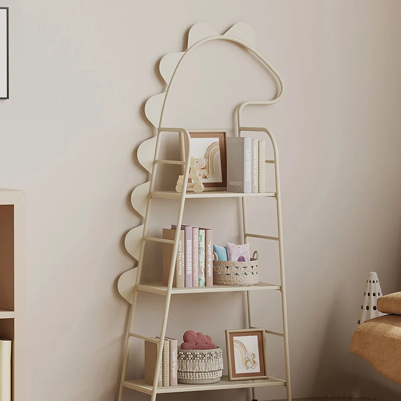 Contemporary Creative Dinosaur-Shaped Iron Kids Floor-Standing Bookshelf 3-Layer For Study