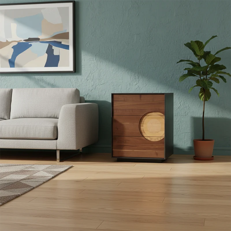 Contemporary Creative Solid Wood & Plywood Rectangular Storage Cabinet With 2/3/4/5 Drawers For Living Room