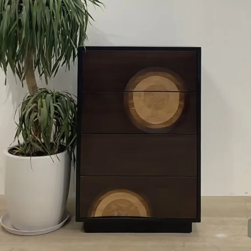 Contemporary Creative Solid Wood & Plywood Rectangular Storage Cabinet With 2/3/4/5 Drawers For Living Room