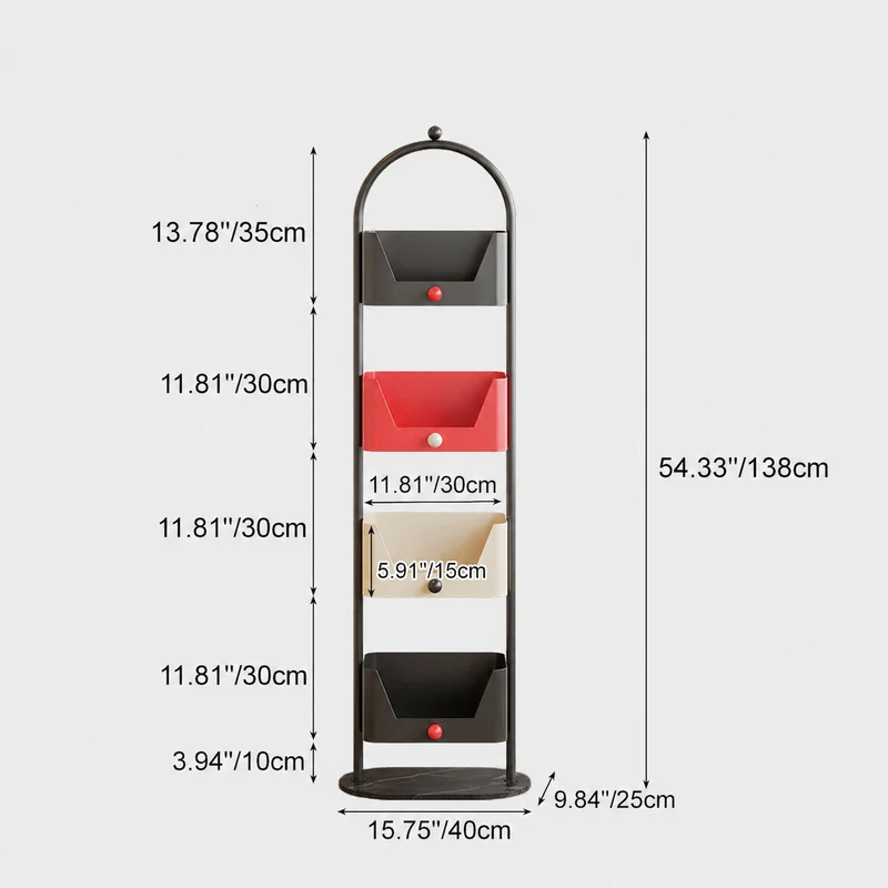 Modern Minimalist Arch-Shaped Iron Marble Storage Shelf 4-Tier For Living Room
