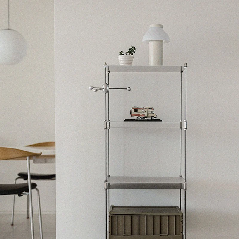 Modern Minimalist Square Stainless Steel Stackable Display Rack 2-Tier For Living Room