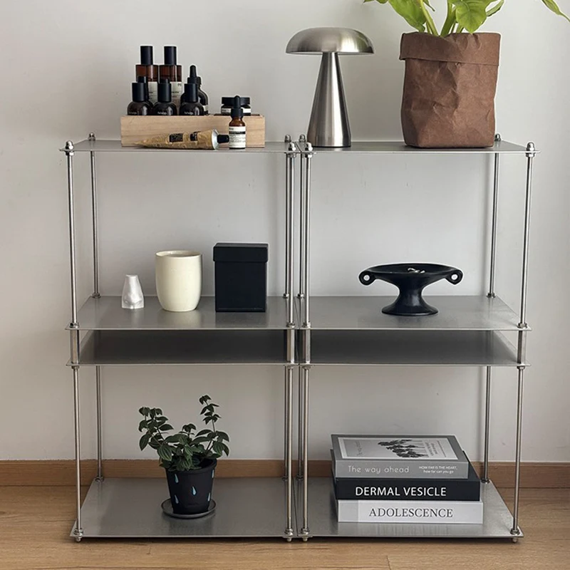 Modern Minimalist Square Stainless Steel Stackable Display Rack 2-Tier For Living Room