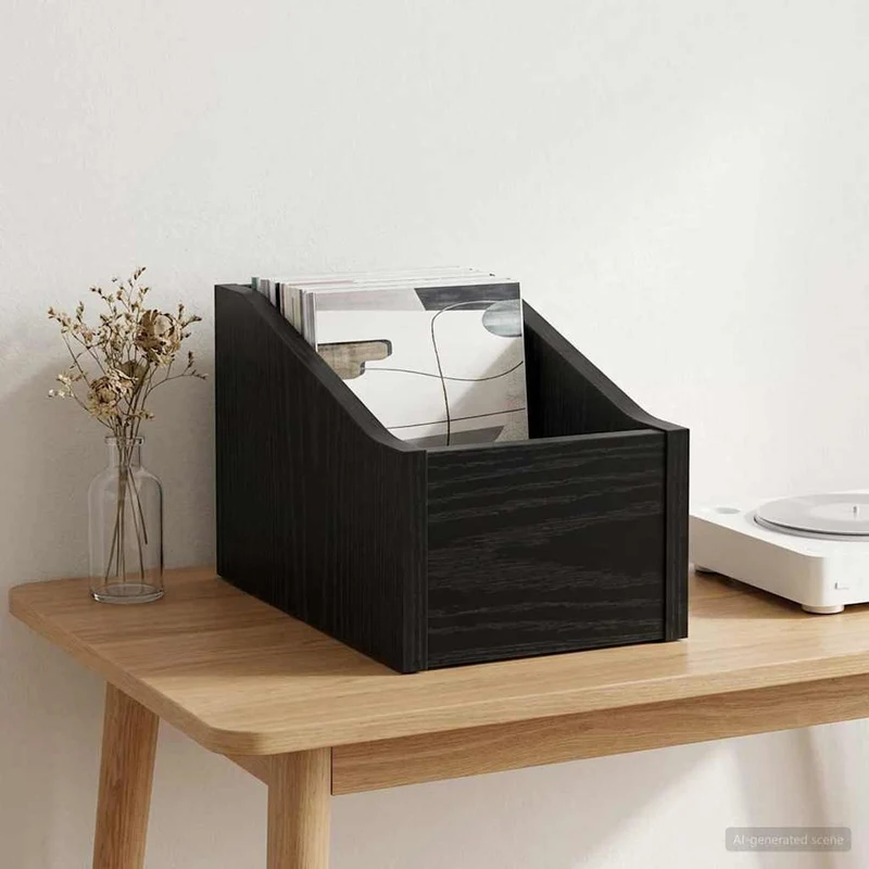 Caixa de Discos LP Carvalho Preto 18 x 32 x 18 cm