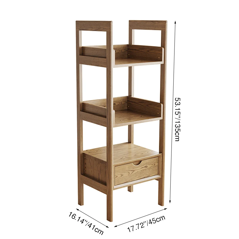 Premium Ash Wood Shelving Unit - Multi-Layer Storage Shelf For Living Room & Study