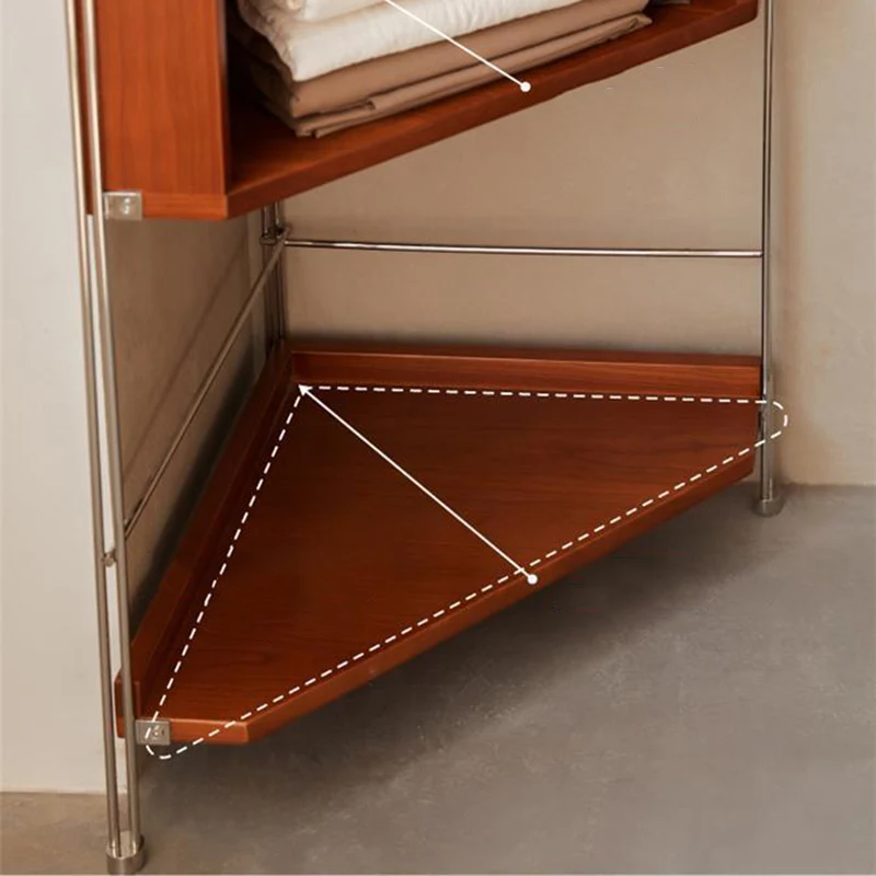 Modern Minimalist Rectangular Particle Board Steel Storage Corner Shelf Unit 5-Tier For Living Room