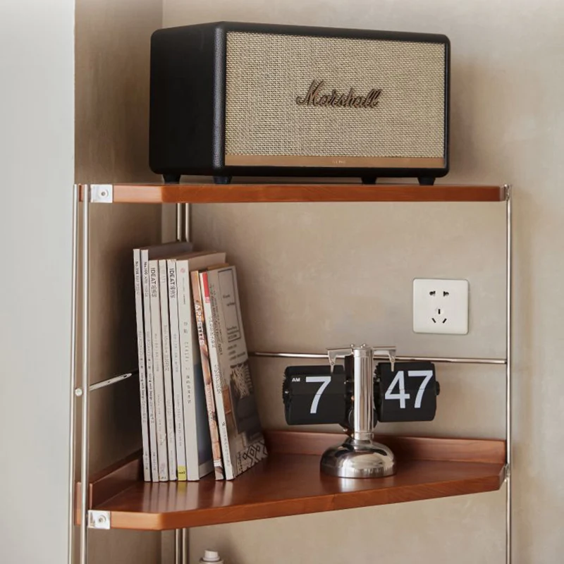 Modern Minimalist Rectangular Particle Board Steel Storage Corner Shelf Unit 5-Tier For Living Room