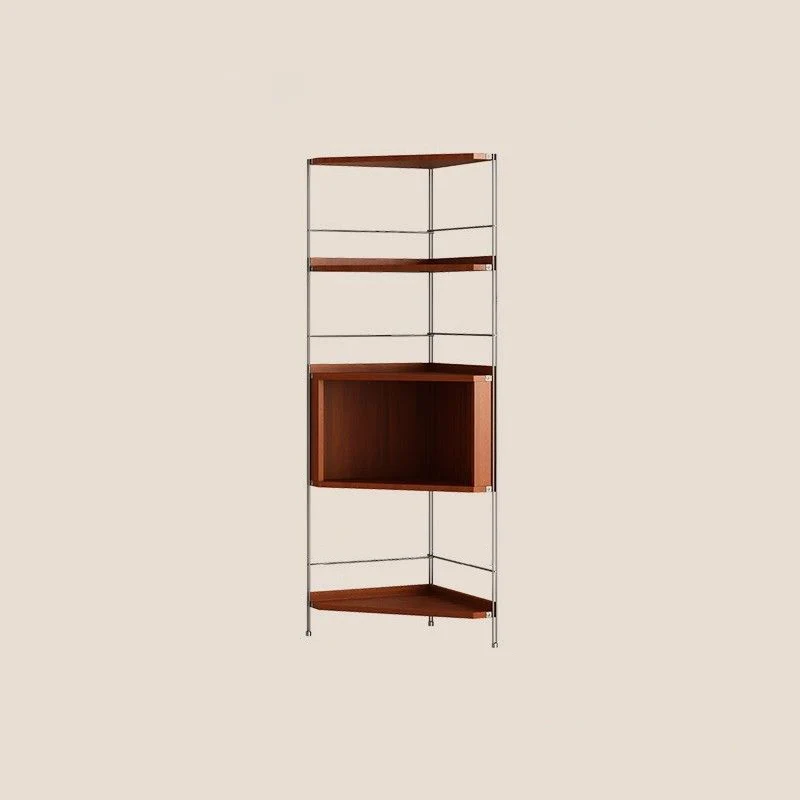 Modern Minimalist Rectangular Particle Board Steel Storage Corner Shelf Unit 5-Tier For Living Room