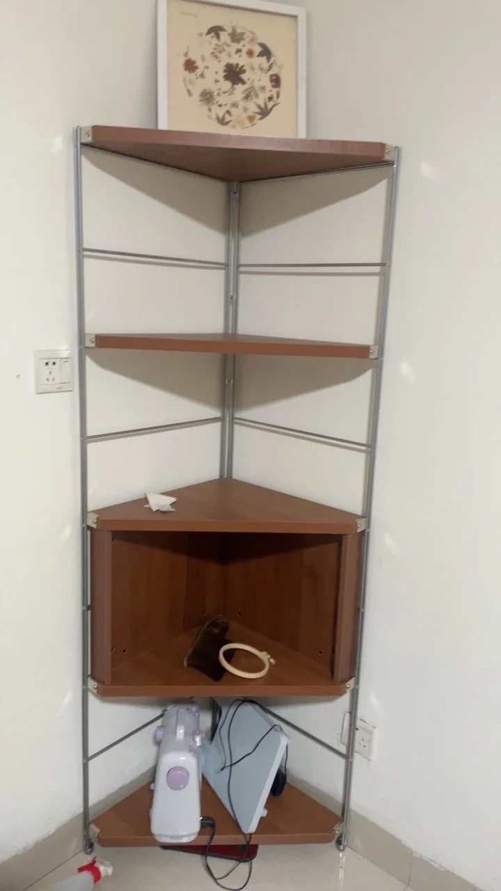 Modern Minimalist Rectangular Particle Board Steel Storage Corner Shelf Unit 5-Tier For Living Room