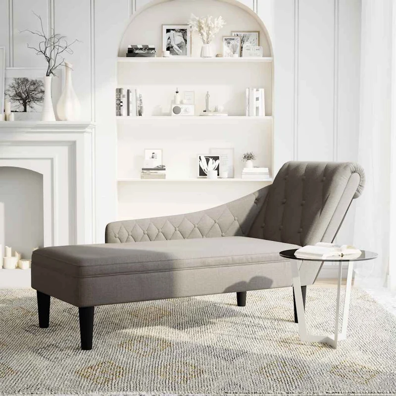 Chaise lounge c/ almofada/apoio de braços direito tecido