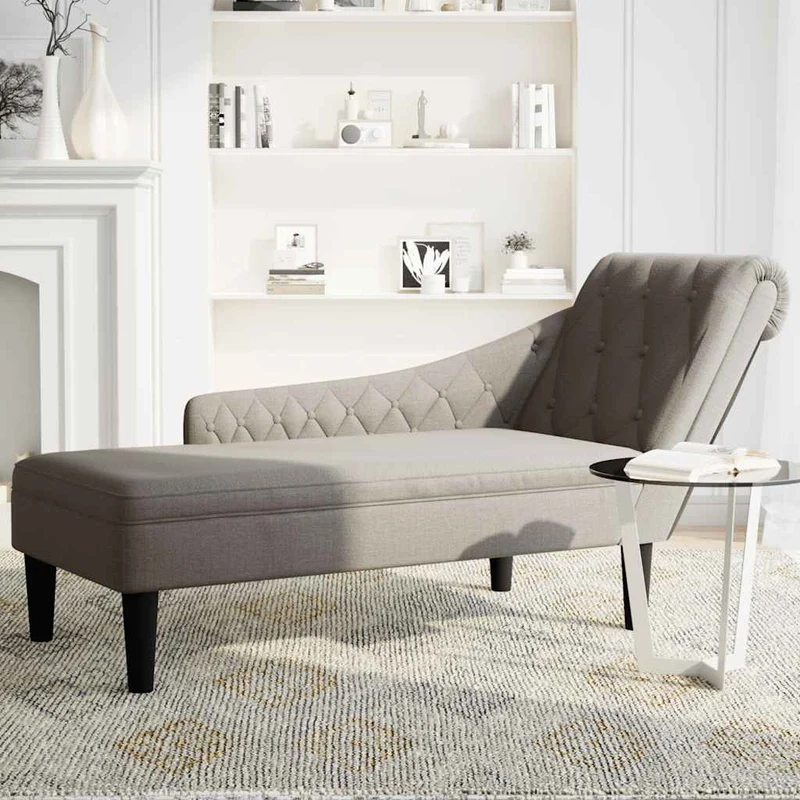 Chaise lounge c/ almofada/apoio de braços direito tecido