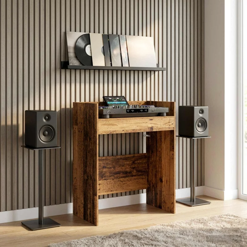 Mesa de DJ Madeira antiga 102 x 45 x 102 cm