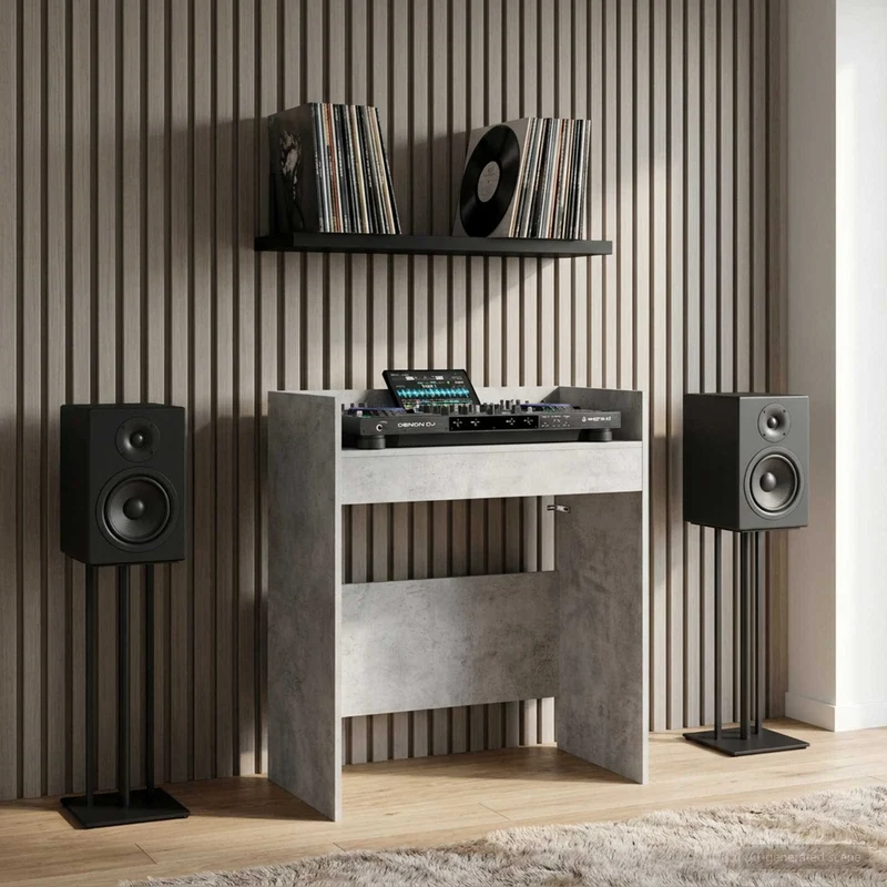 Mesa de DJ Cinzento Cimento 102 x 45 x 102 cm