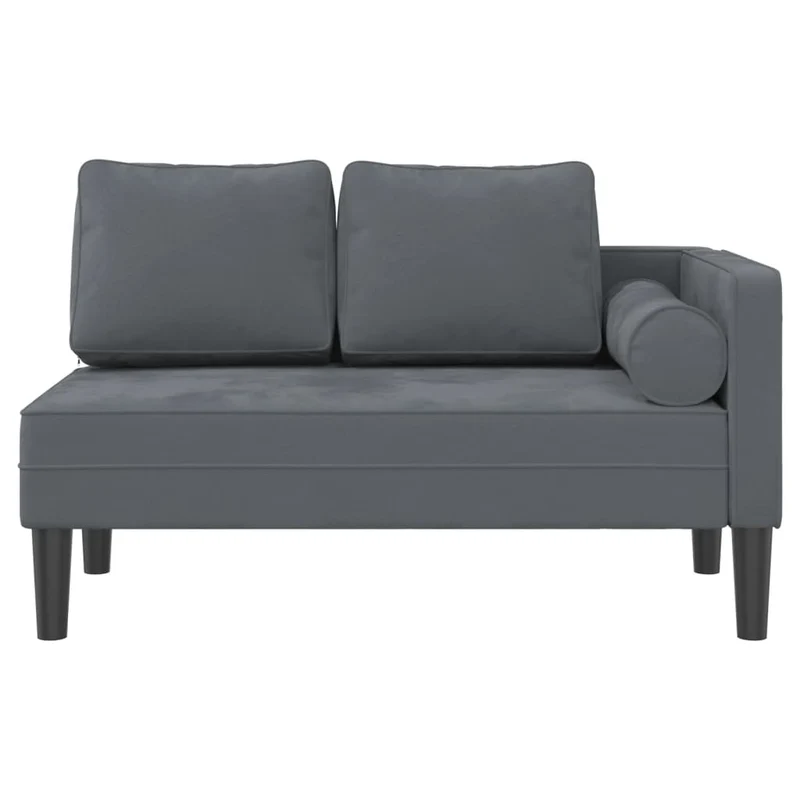 Chaise lounge com almofadões veludo cinzento-escuro