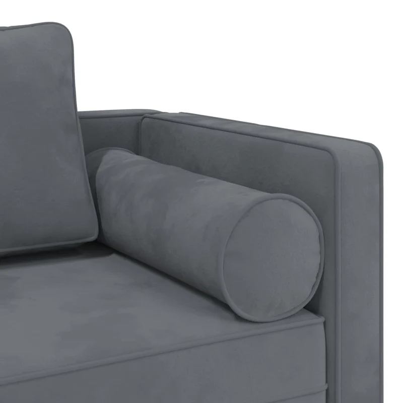 Chaise lounge com almofadões veludo cinzento-escuro