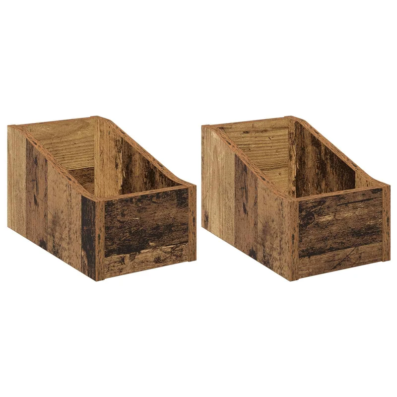 Caixa de Discos LP 2 unid. Madeira antiga 18 x 32 x 18 cm