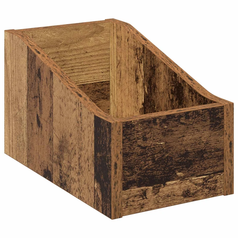 Caixa de Discos LP 2 unid. Madeira antiga 18 x 32 x 18 cm