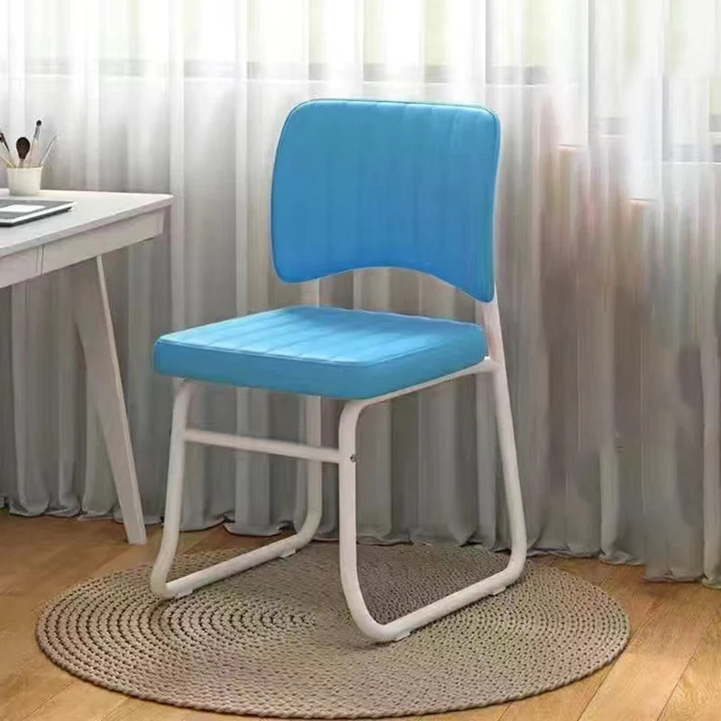 Modern Minimalist Square Faux Leather Steel Stackable Desk Chair Backrest For Home Office