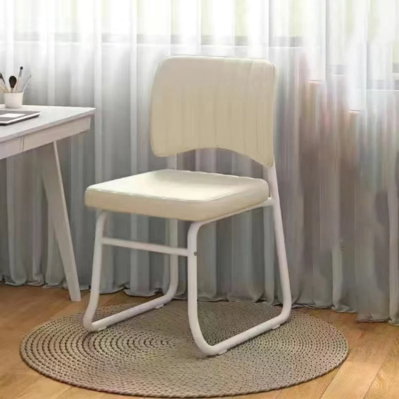 Modern Minimalist Square Faux Leather Steel Stackable Desk Chair Backrest For Home Office