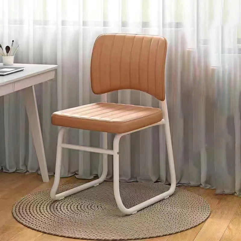 Modern Minimalist Square Faux Leather Steel Stackable Desk Chair Backrest For Home Office