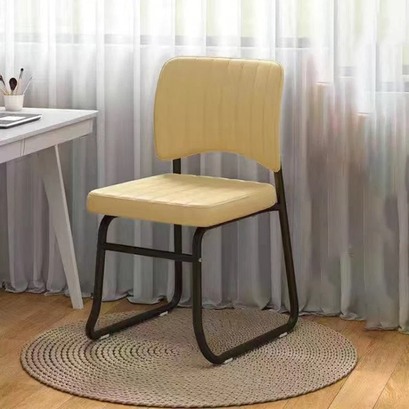 Modern Minimalist Square Faux Leather Steel Stackable Desk Chair Backrest For Home Office