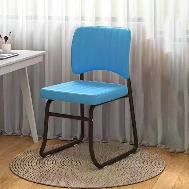 Modern Minimalist Square Faux Leather Steel Stackable Desk Chair Backrest For Home Office