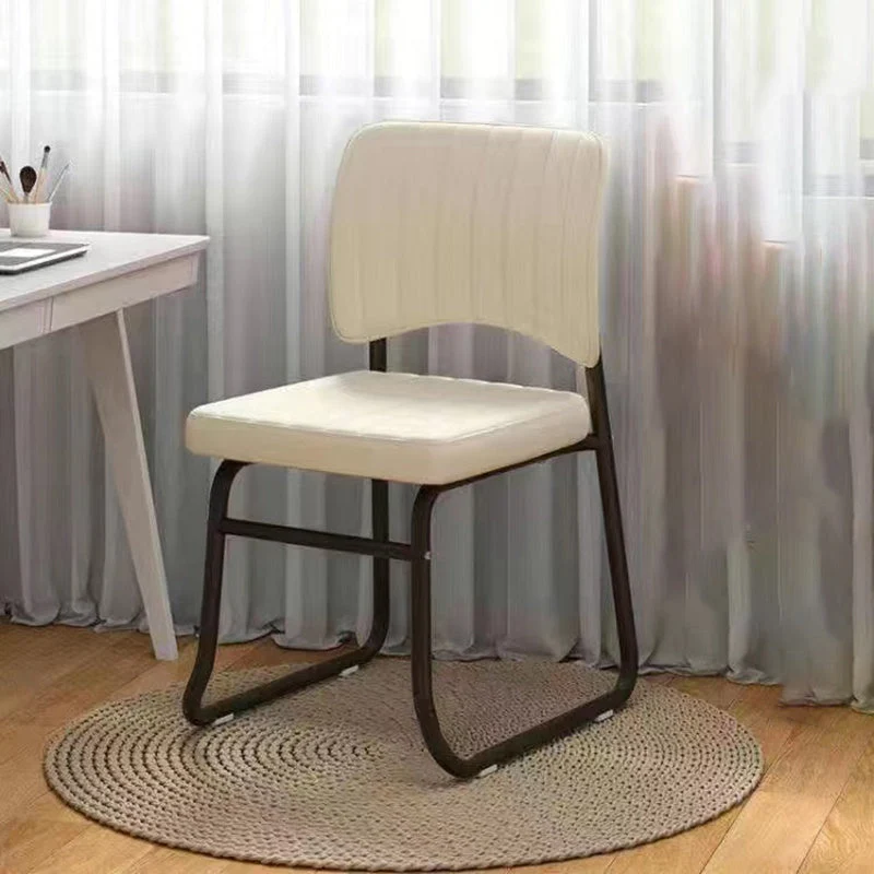 Modern Minimalist Square Faux Leather Steel Stackable Desk Chair Backrest For Home Office