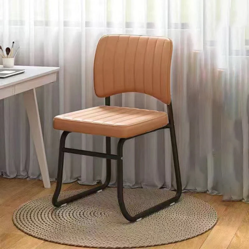 Modern Minimalist Square Faux Leather Steel Stackable Desk Chair Backrest For Home Office