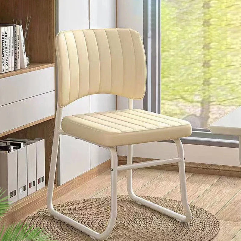 Modern Minimalist Square Faux Leather Steel Stackable Desk Chair Backrest For Home Office