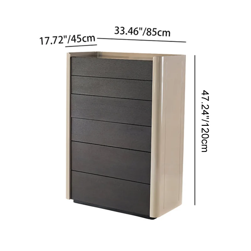 Modern Minimalist Rectangular Storage Cabinet With 6 Drawers - E1 MDF Chest Organizer For Living Room