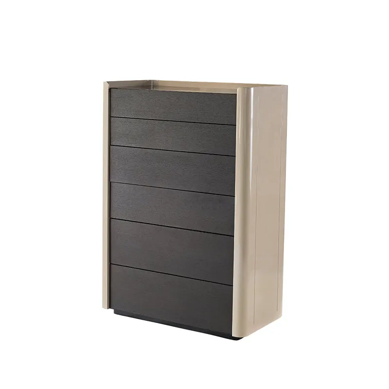 Modern Minimalist Rectangular Storage Cabinet With 6 Drawers - E1 MDF Chest Organizer For Living Room