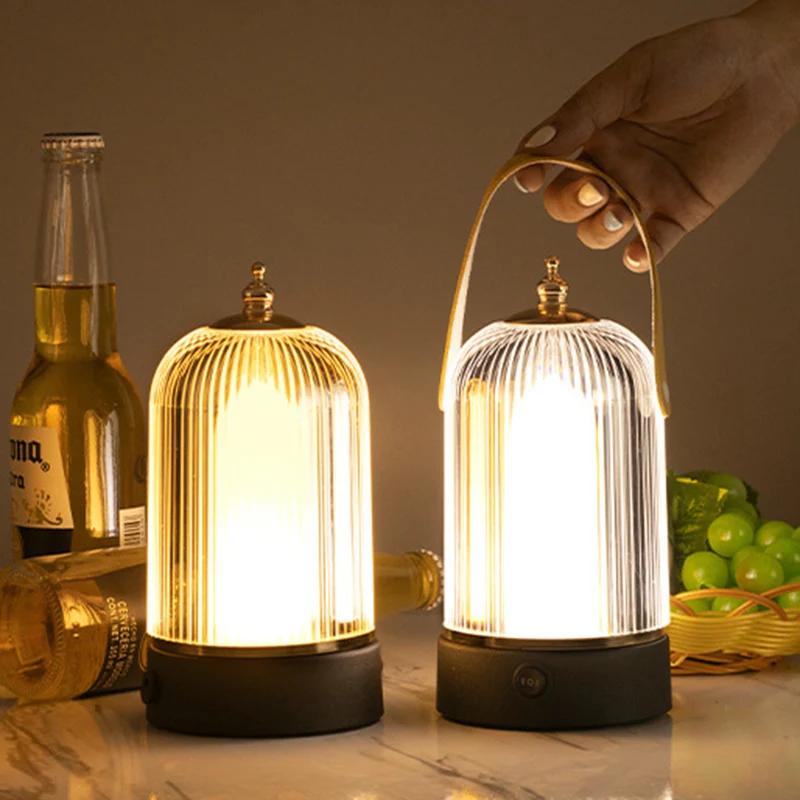 Modern Minimalist Birdcage-Shaped Iron Acrylic LED Night Light Table Lamp For Bedroom