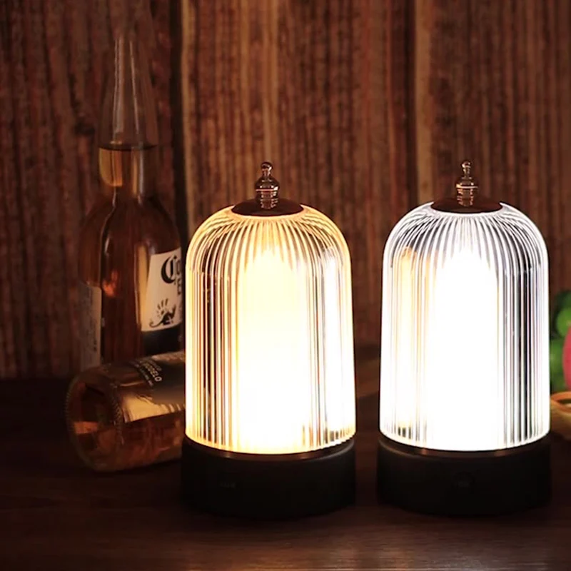 Modern Minimalist Birdcage-Shaped Iron Acrylic LED Night Light Table Lamp For Bedroom