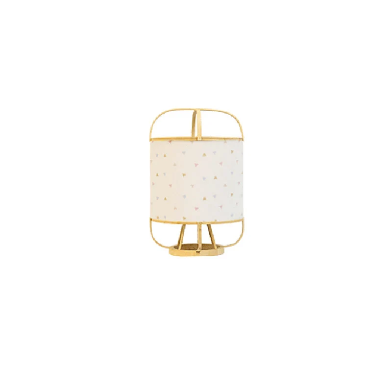 Traditional Japanese Bamboo Imitation Vellum Round 1-Light Table Lamp For Study
