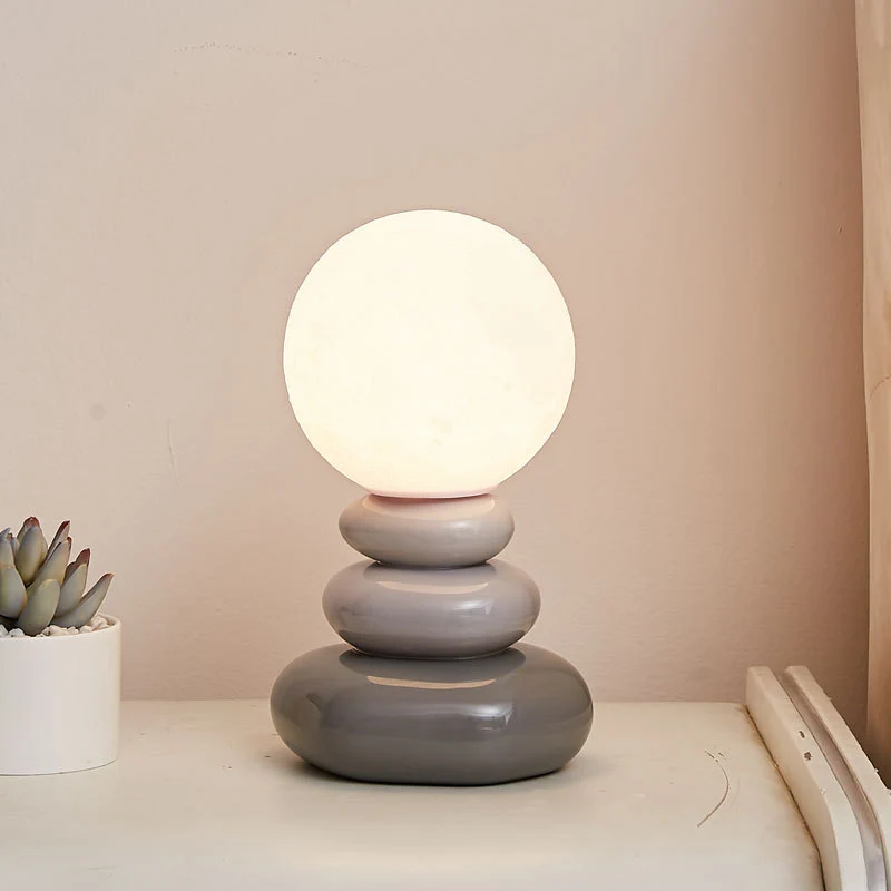 Modern Art Deco Spherical Oval Ceramic Glass 1-Light Table Lamp For Bedroom