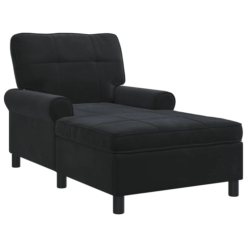Chaise Lounge Preto Veludo 91 x 157 x 91 cm