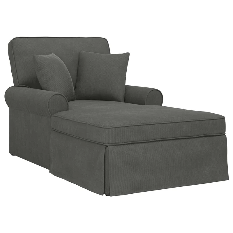 Chaise Lounge com Saia 3 unid. Cinzento Escuro 91 x 157 x 91 cm