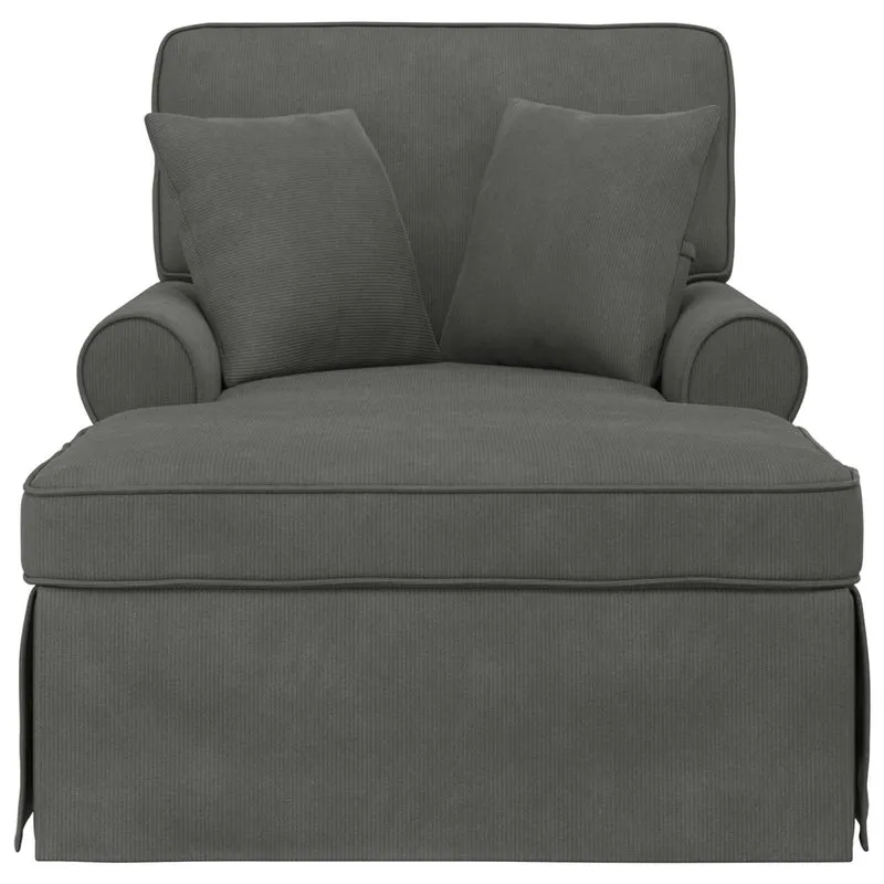 Chaise Lounge com Saia 3 unid. Cinzento Escuro 91 x 157 x 91 cm