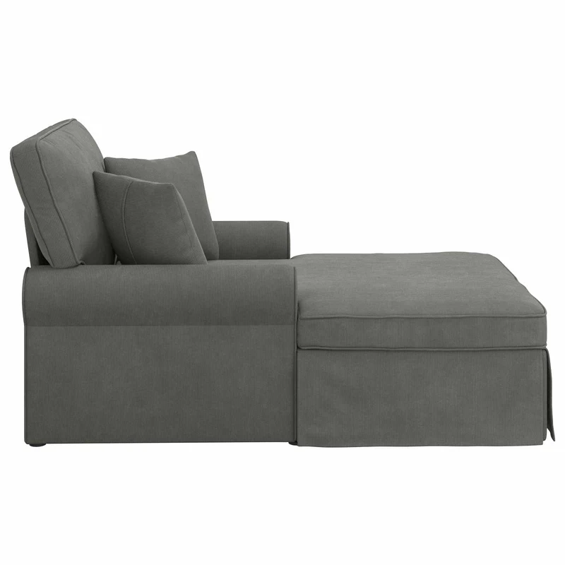 Chaise Lounge com Saia 3 unid. Cinzento Escuro 91 x 157 x 91 cm