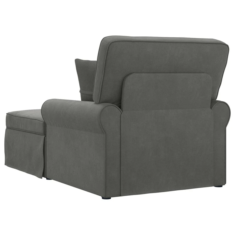 Chaise Lounge com Saia 3 unid. Cinzento Escuro 91 x 157 x 91 cm