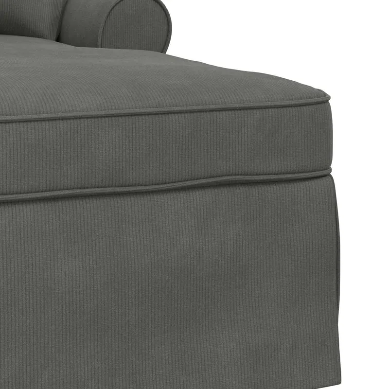 Chaise Lounge com Saia 3 unid. Cinzento Escuro 91 x 157 x 91 cm