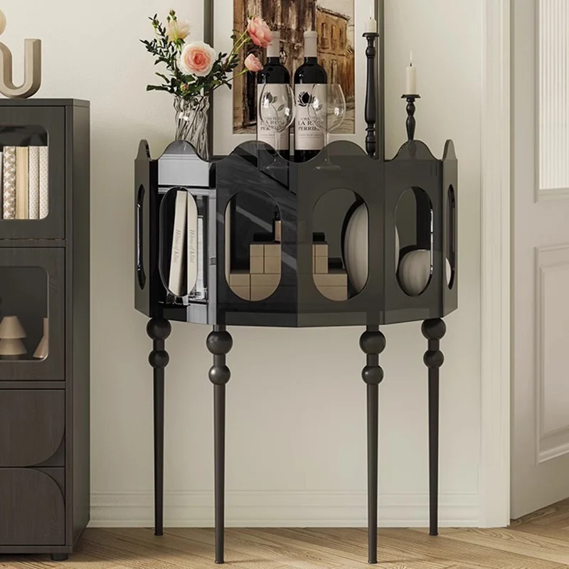 Traditional Vintage Acrylic & Carbon Steel Hexagonal Entrance Cabinet For Living Room, Entryways