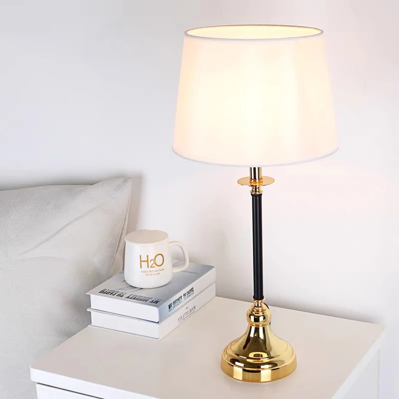 Contemporary Luxury Metal Fabric Round 1-Light Table Lamp For Bedroom